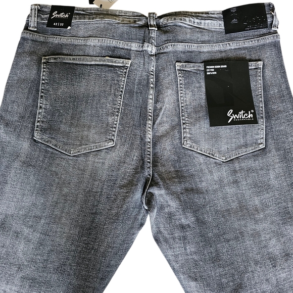 Men’s Slim Taper Fit Distressed Black/Gray Denim Jeans Size 42x32 - Picture 9 of 9